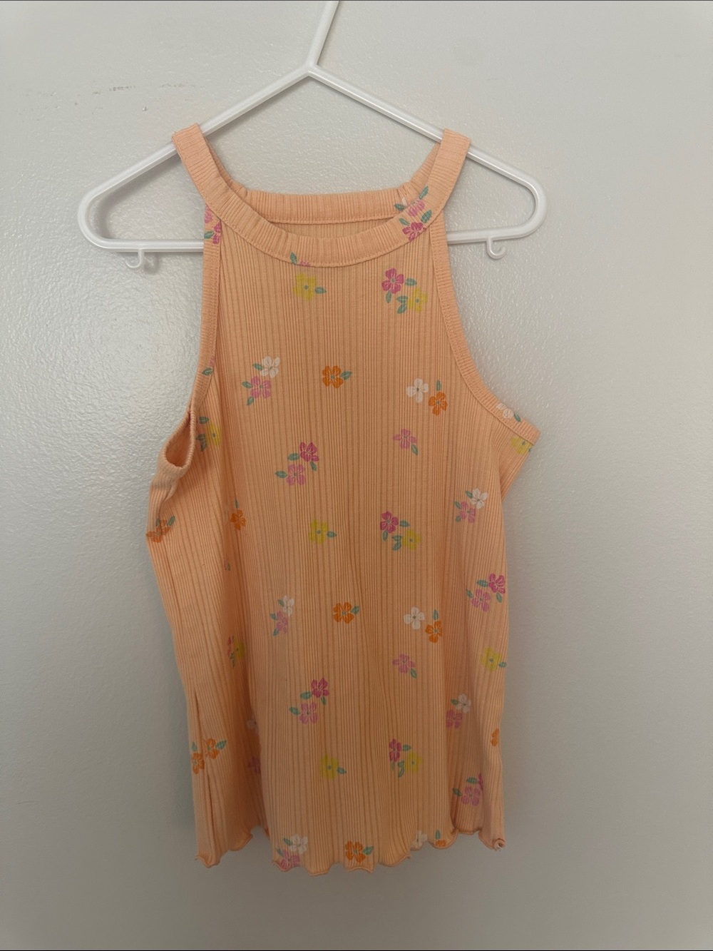 Cat & Jack Peach Floral Ribbed High-Neck Tank
